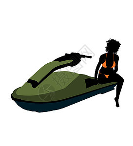 非裔美国女性喷气式喷汽艇艺术说明天空女士摩托车插图剪影摩托艇喷射飞机背景图片