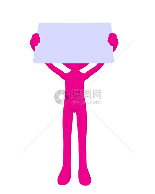 持有空白名片的盖伊男人男生白色粉色男性剪影动物插图图片