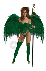 绿色双翼天使与布露奈特毛发图片