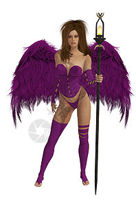紫色有黑头发的翅膀天使神仙大天使精神圣人使者监护人图片