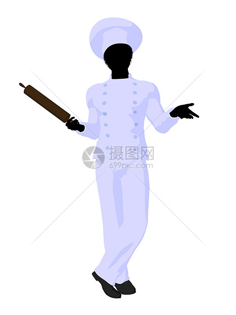 非裔美裔主厨艺术说明 Silhouette擀面杖师傅厨师插图面包师卡通片食物餐厅烹饪文化图片