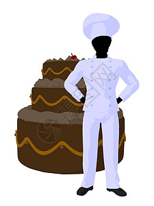 非裔美裔主厨艺术说明 Silhouette艺术品食物剪影香椿烘烤厨师文化擀面杖沙漠蛋糕图片