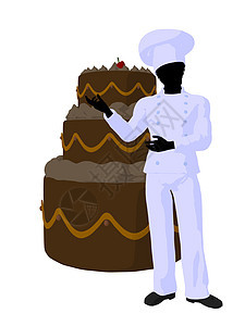 非裔美裔主厨艺术说明 Silhouette食物蛋糕沙漠香椿卡通片艺术品剪影面包师厨师师傅图片