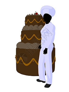 非裔美裔主厨艺术说明 Silhouette蛋糕剪影插图沙漠巧克力师傅糕点食物烘烤餐厅图片