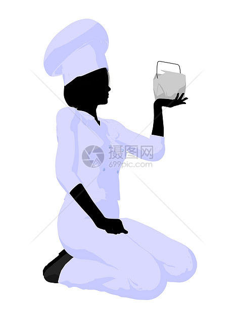 女主编艺术说明Silhouette剪影烹饪午餐女性剪贴食物容器艺术品餐厅插图图片
