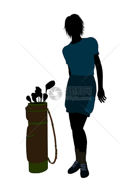 女性高尔夫高尔夫玩家剪影高尔夫球袋女士插图高尔夫球九孔图片