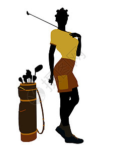 非洲裔美裔女性高尔夫高尔夫玩家高尔夫球袋插图女士剪影九孔高尔夫球图片