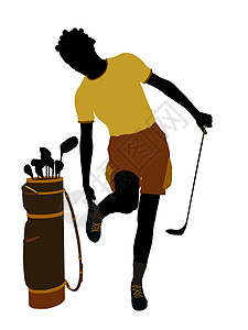 非洲裔美裔女性高尔夫高尔夫玩家高尔夫球袋高尔夫球女士插图九孔剪影图片