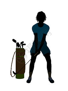 女性高尔夫高尔夫玩家九孔女士高尔夫球高尔夫球袋插图剪影图片