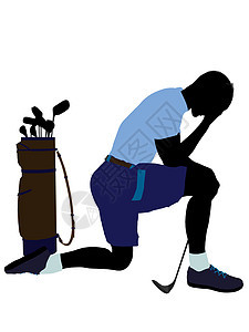 男性高尔夫高尔夫玩家 I 说明 Silhouette九孔剪影插图男人高尔夫球袋高尔夫球图片