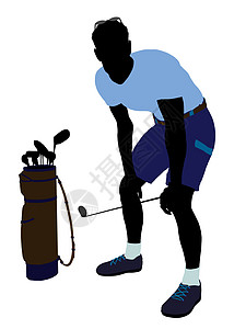 男性高尔夫高尔夫玩家 I 说明 Silhouette剪影九孔高尔夫球袋高尔夫球男人插图图片