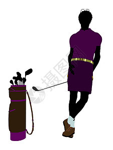 非裔美裔男性高尔夫高尔夫玩家剪影高尔夫球袋男人男性高尔夫球九孔插图图片