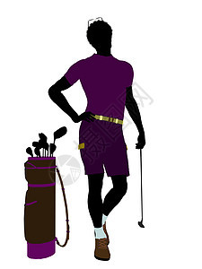 非裔美裔男性高尔夫高尔夫玩家九孔插图男性高尔夫球袋剪影高尔夫球男人图片