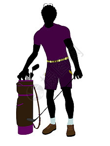 非裔美裔男性高尔夫高尔夫玩家高尔夫球袋九孔高尔夫球剪影男性插图男人图片