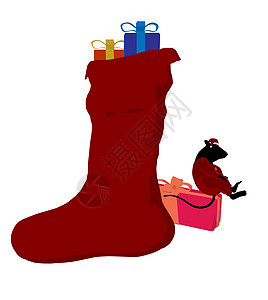 圣诞米花艺术说明剪影艺术品礼物插图圣诞礼物老鼠香椿卡通片圣诞袜图片