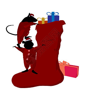 圣诞米花艺术说明插图香椿卡通片艺术品老鼠礼物圣诞礼物圣诞袜图片
