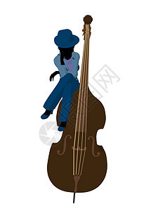 非裔美国人爵士爵士音插文卡通片蓝调插图香椿女性女士低音音乐乐器剪影图片