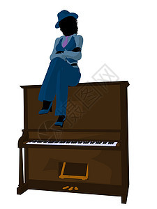 非裔美国爵士爵士音乐家 Iducation插图女性蓝调卡通片剪影乐器香椿钢琴女士音乐图片