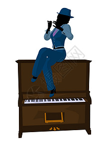 非裔美国爵士爵士音乐家 Iducation卡通片钢琴插图香椿女士剪影音乐女性蓝调乐器图片