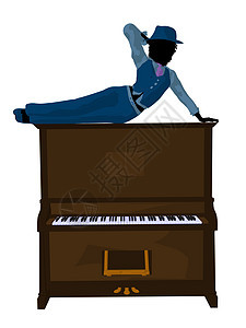 非裔美国爵士爵士音乐家 Iducation插图卡通片女士乐器香椿剪影蓝调音乐女性钢琴图片
