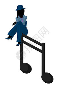 非裔美国爵士爵士音乐家 Iducation乐器蓝调笔记剪影插图音乐女性香椿女士卡通片图片