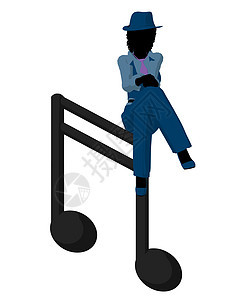 非裔美国爵士爵士音乐家 Iducation音乐剪影蓝调女性笔记卡通片乐器香椿女士插图图片