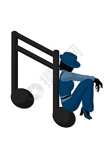 非裔美国爵士爵士音乐家 Iducation音乐剪影乐器蓝调香椿插图卡通片笔记女士女性图片