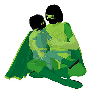 超级英雄妈妈 I 说明 Silhouette漫画男生男性母亲超能力女儿男人超级英雄对手儿童图片