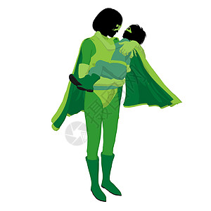 超级英雄妈妈 I 说明 Silhouette儿童女儿漫画超能力插图超级英雄母亲男人剪影男生图片