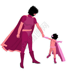 非裔美国超级英雄妈妈 I 说明 Silhouette男性剪影漫画对手男人英雄男生超能力母亲儿童图片
