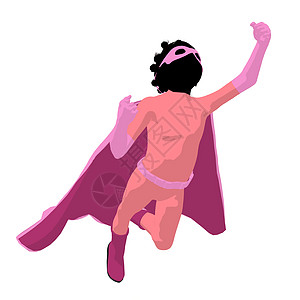 非裔美国超级英雄女孩说明Silhouette恶棍漫画女性剪影超能力主角对手英雄插图青少年图片