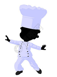 非裔美国小主厨女孩说明Silhouette孩子青少年擀面杖糕点插图面包师食物面包烹饪文化图片