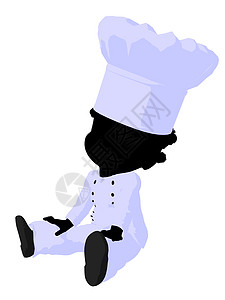 非裔美国小主厨女孩说明Silhouette餐厅厨师面包师文化烹饪糕点师傅艺术插图食物图片