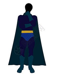 超人剪影非裔美国超级英雄 I说明 Silhouette剪影恶棍连环超能力男性男人漫画插图对手男生背景