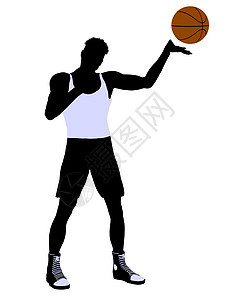 男性篮球玩家 I 说明 Silhouette棕球插图男人运动剪影男生团队背景图片