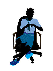 非裔美国女童子军在主席主持下坐 说明Silhouette徽章剪影女性功绩补丁椅子插图图片