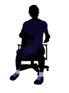 男性网球玩家坐在一张椅子上说明Silhouette运动网球场剪影游戏男人插图图片