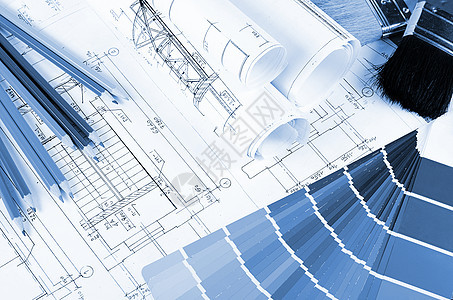 配有色调调色调的房屋项目收藏建筑师带子文档设计师住宅建设者承包商绘画彩虹图片
