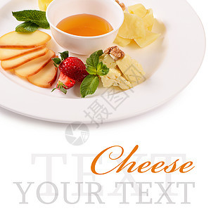 配蜂蜜的各类奶酪奶制品盘子拼盘羊乳熟食美食坚果蜂蜜甜点食物图片