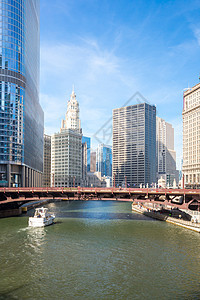 芝加哥市中心住宅区反射城市生活办公楼目的地日落蓝色景观街道城市图片