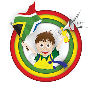 南非足球队旗旗旗漫画团队插图男人海报游戏欢呼支持者男生横幅竞赛图片
