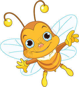 可爱蜜蜂飞行漏洞插图昆虫翅膀卡通片免版税黄色乐趣蜂蜜婴儿图片