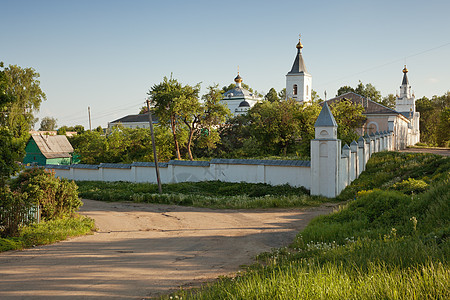 俄罗斯老白石匠修道院地标全景旅行太阳大教堂文化教会建筑学城市白色图片