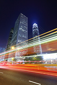 夜间在香港的交通摩天大楼商业运输速度运动时间景观中心高峰市中心图片