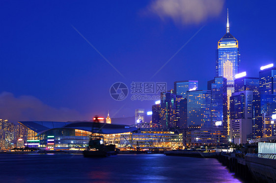 晚上在香港旅行天空地标日落工作游客建造市中心办公室景观图片