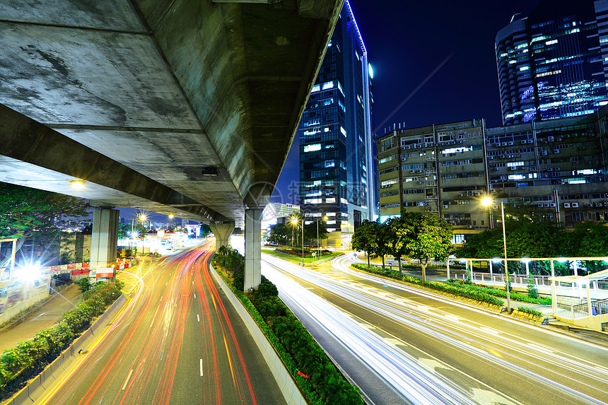 香港市区路灯小道街道商业地标市中心速度汽车旅行建筑学穿越场景图片