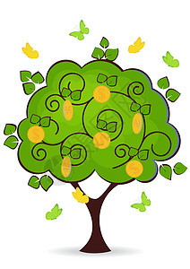 金钱树树干木头收益叶子商业黄色货币金融信用财富图片