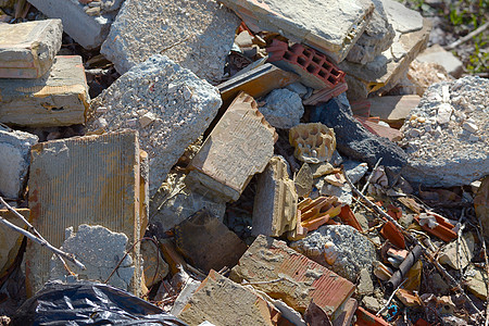 碎片堆垃圾废墟地震工业灰尘灰色房子灾难垃圾场损害图片