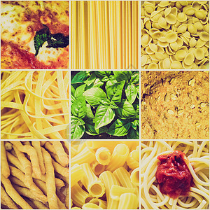 意大利食品拼贴图意大利食谱面条食物蔬菜拼贴画营养美食饮食绿色面包汤团图片
