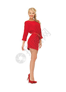 穿着高跟鞋穿红裙子的美女衣服成人微笑姿势宝贝女性女孩快乐图片